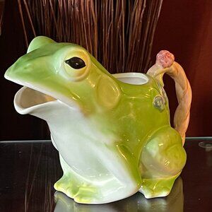 Franci Young Villa Vanilla Palm Beach Green Frog Pitcher Rare Vintage 1970